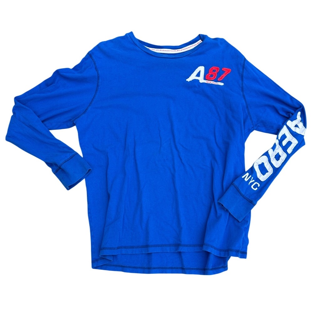 Aeropostale A87 Blue Long Sleeve Graphic T Shirt "AERO NYC" Size 2XL‎